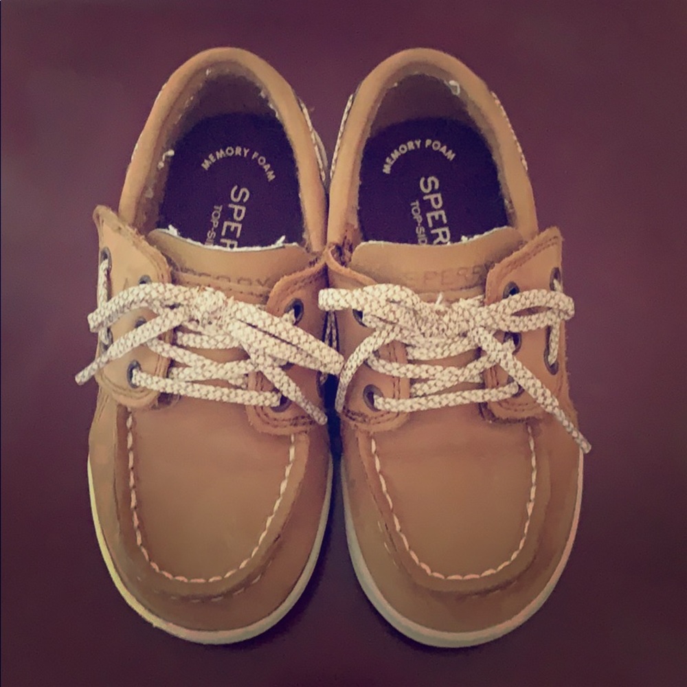 Sperry Dark Tan Velcro Shoes size 9 boys